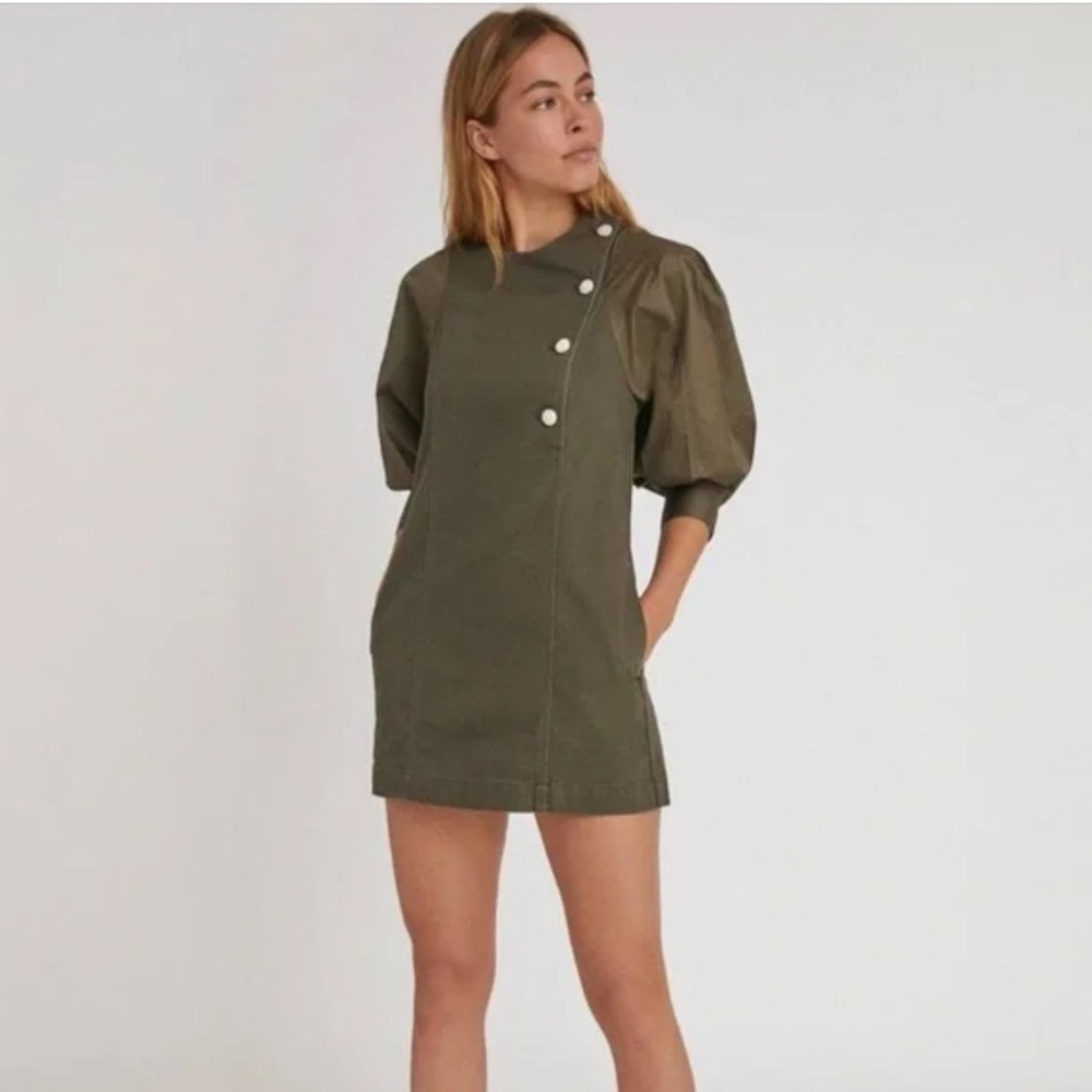 NWT- Olive Pearl Button Dress